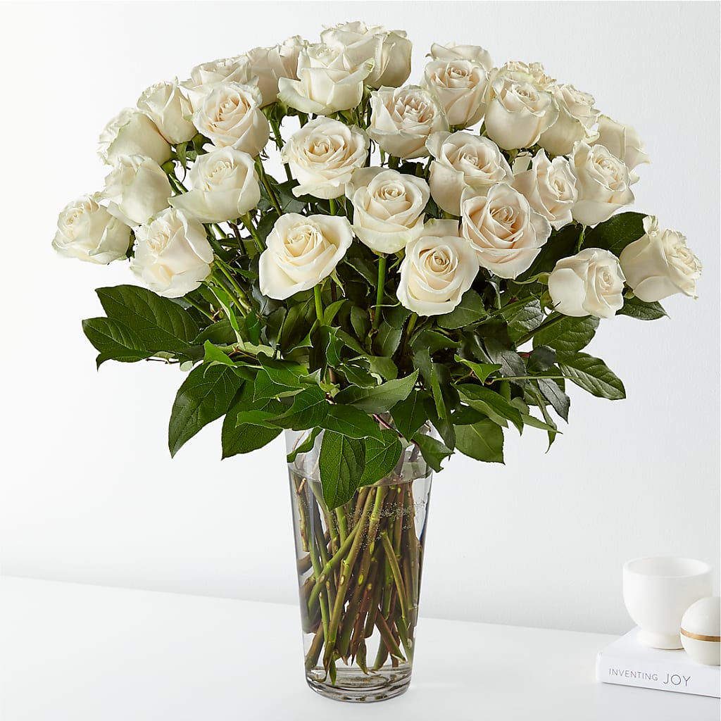 Long Stem White Rose Bouquet – The Bay Window Llc, Garrettsville OH