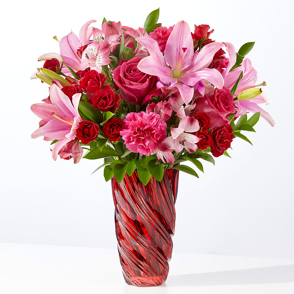 In Love Bouquet with Luxe Swirl Vase – The Bay Window Llc, Garrettsville OH