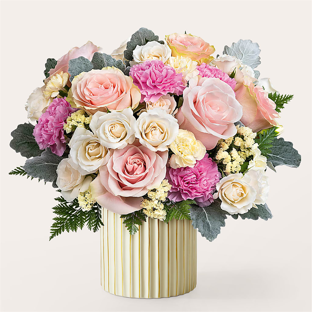 Blissful Moments Bouquet with Ivory Vase – The Bay Window Llc, Garrettsville OH