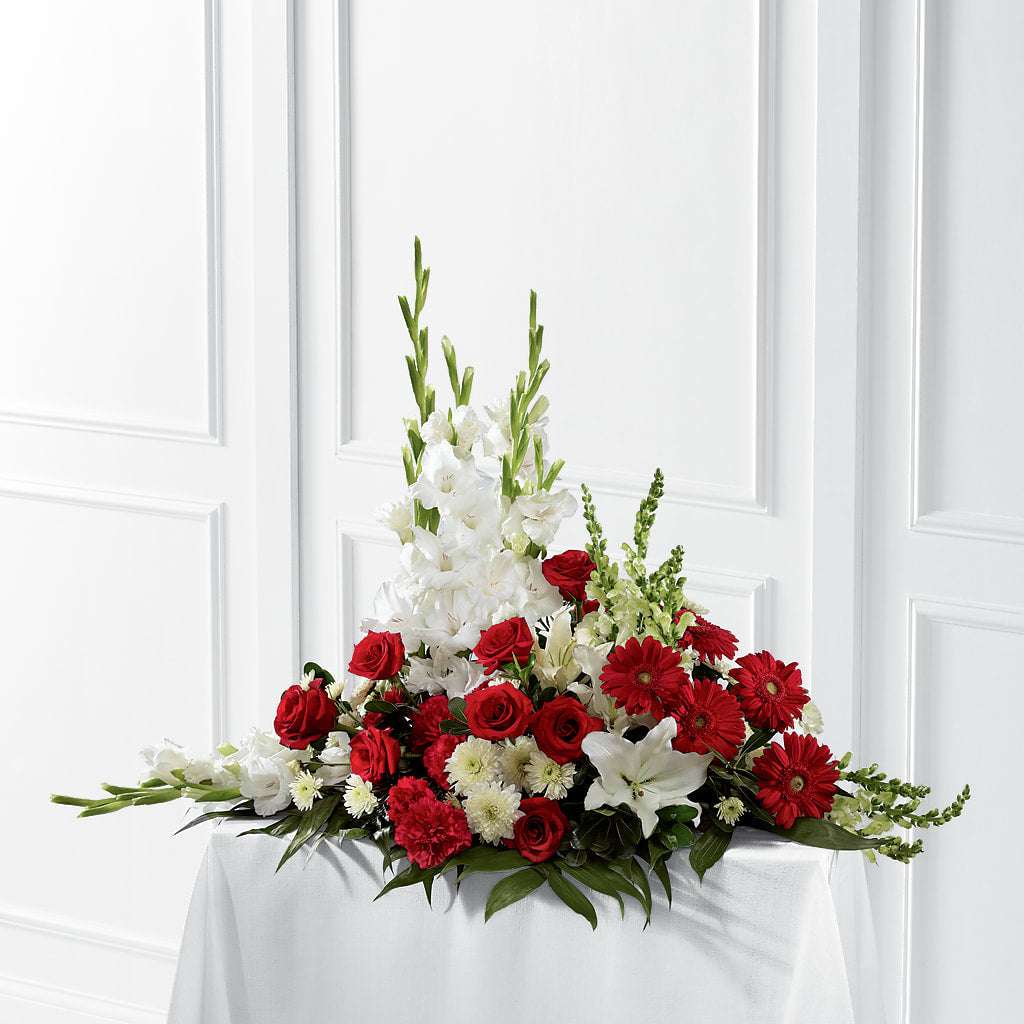 Crimson & White Arrangement – The Bay Window Llc, Garrettsville OH
