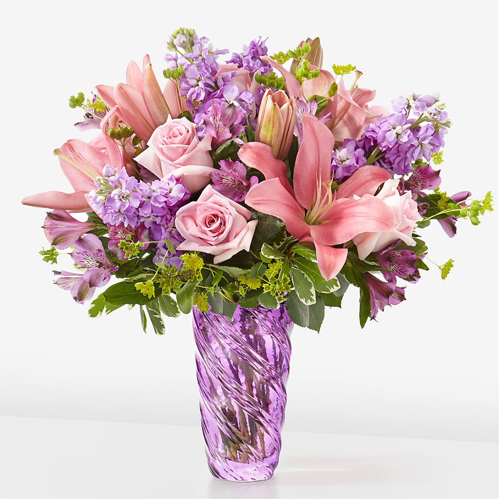 Precious Petals Bouquet with Luxe Swirl Vase – The Bay Window Llc, Garrettsville OH