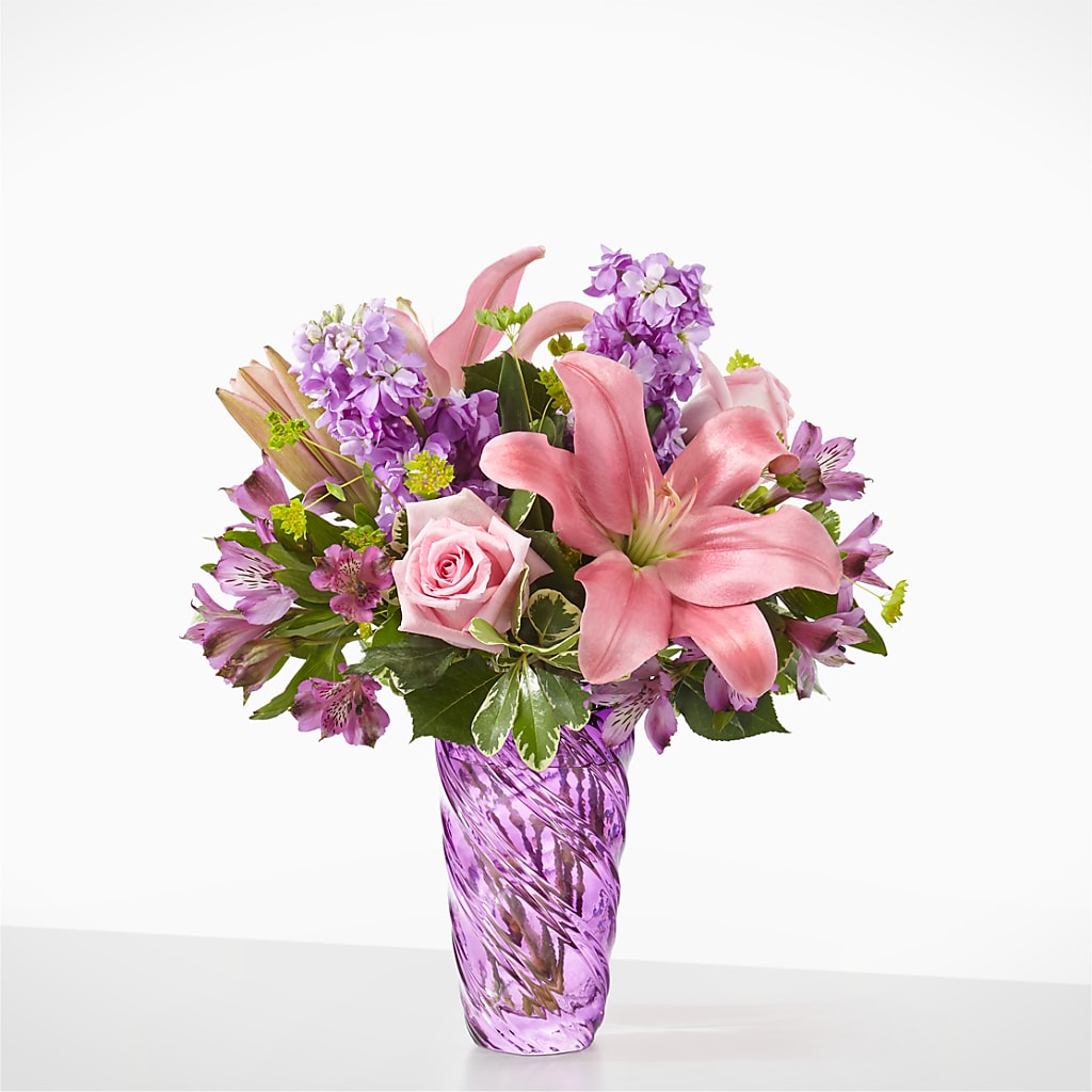 Precious Petals Bouquet with Luxe Swirl Vase – The Bay Window Llc, Garrettsville OH