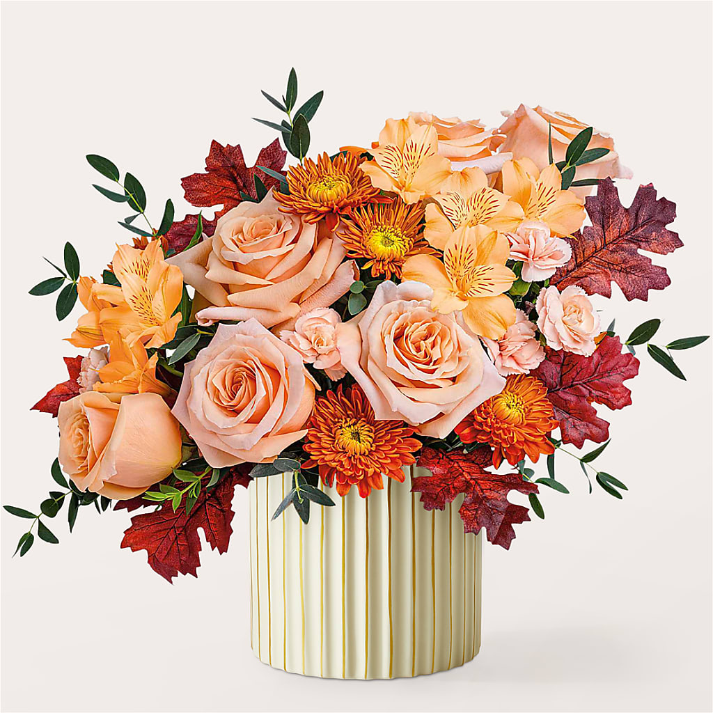 Spiced Latte Bouquet with Ivory Vase – The Bay Window Llc, Garrettsville OH