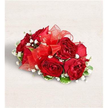 Red miniature rose wrist corsage