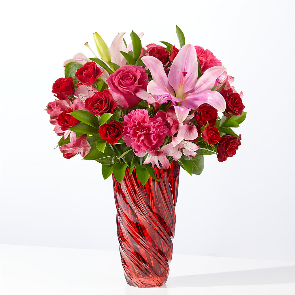 Berry in Love Bouquet with Red Vase