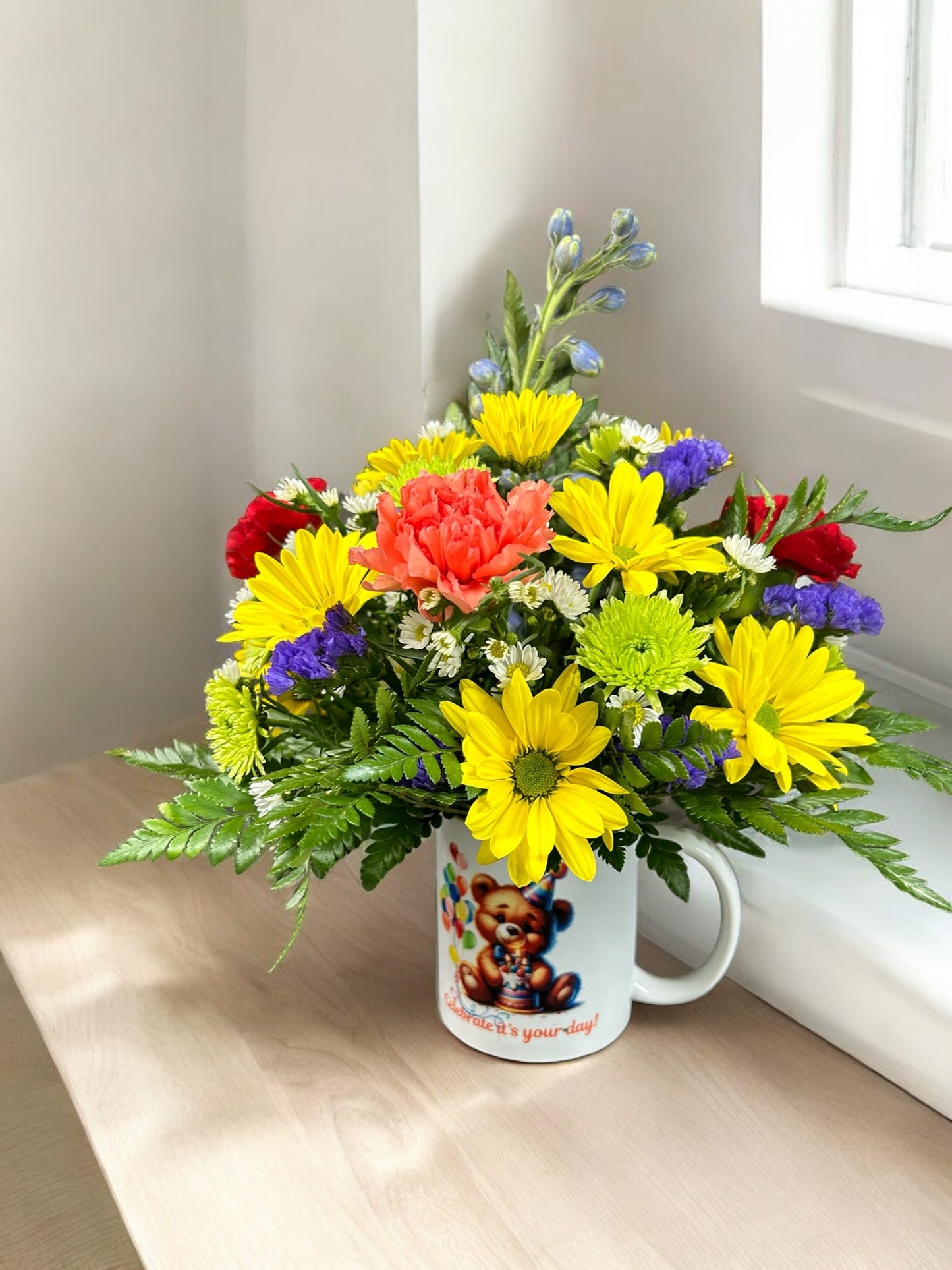 Beary happy birthday mug arrangement