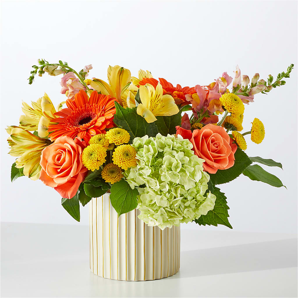 Autumn Sunshine Bouquet with Ivory Vase –  The Bay Window Llc, Garrettsville OH