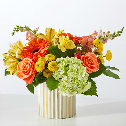Autumn Sunshine Bouquet with Ivory Vase –  The Bay Window Llc, Garrettsville OH