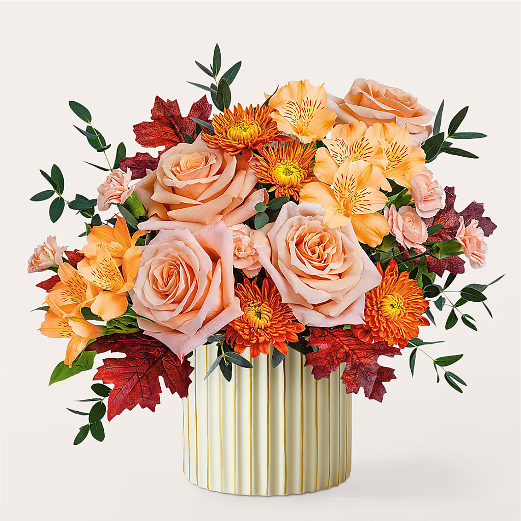Spiced Latte Bouquet with Ivory Vase –  The Bay Window Llc, Garrettsville OH