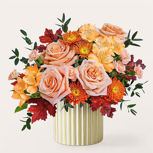 Spiced Latte Bouquet with Ivory Vase –  The Bay Window Llc, Garrettsville OH