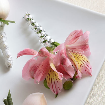 Pink Peruvian Lily Boutonniere –  The Bay Window Llc, Garrettsville OH