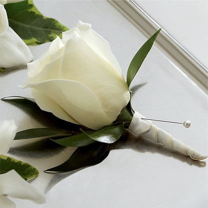 White Rose Boutonniere –  The Bay Window Llc, Garrettsville OH